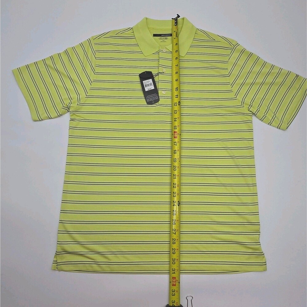 Greg Norman Polo Shirt Golf Play Dry Yellow Black Stripe Men Sz Medium NEW - Picture 12 of 13